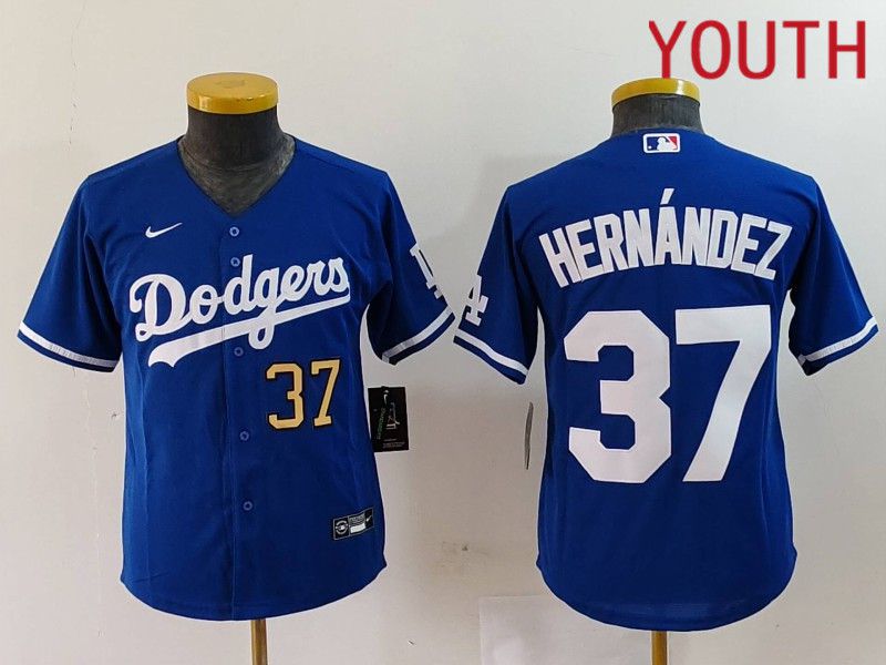 Youth Los Angeles Dodgers #37 Hernandez Blue Nike Game 2024 MLB Jersey style 7242->youth mlb jersey->Youth Jersey